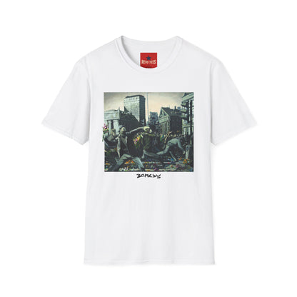 Banksy City Riot Graphic T-Shirt — Urban Protest Art Tee
