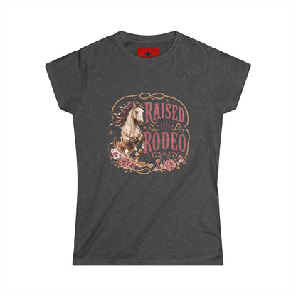 Raised on Rodeo Women's Tee — Vintage Horse Graphic Shirt