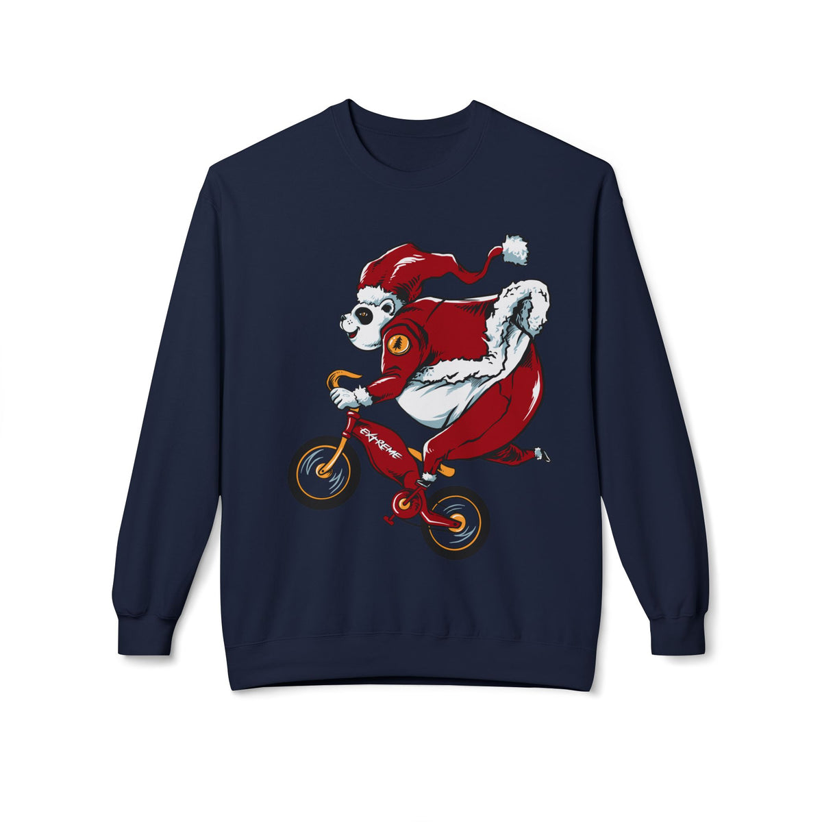 Santa Bear BMX Sweatshirt — Funny Christmas Cycling Holiday Crewneck