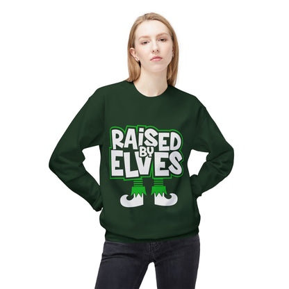 Raised by Elves Sweatshirt – Christmas Funny Holiday Crewneck