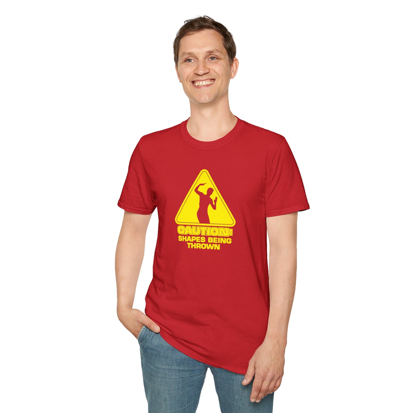 Caution - Throwing Shapes - Unisex Softstyle T-Shirt