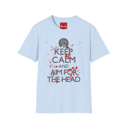 T-Shirt — “Keep Calm and Aim for the Head” Horror Zombie Graphic Tee