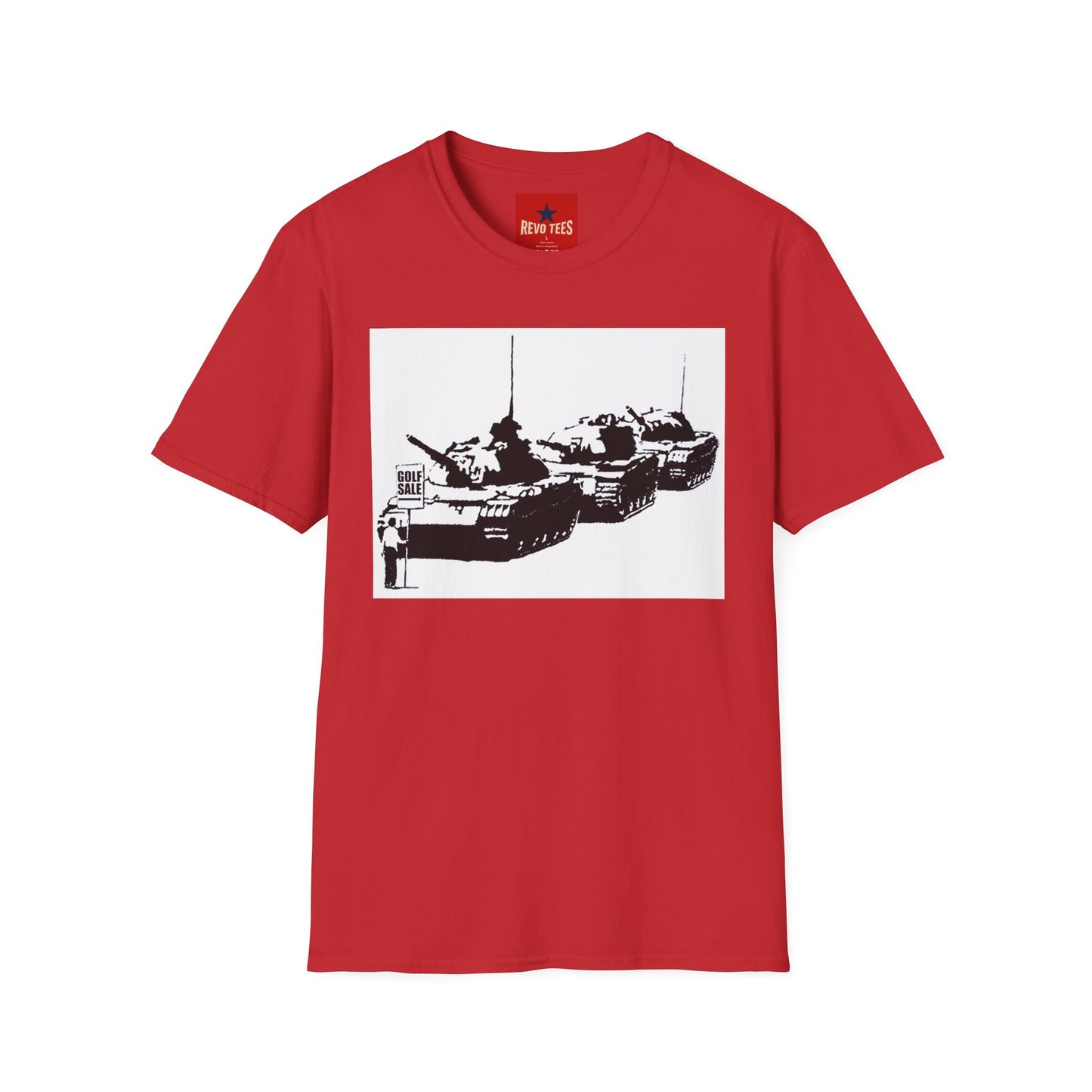 Banksy Tank Lineup Graphic T-Shirt — Stencil Military Tanks Design