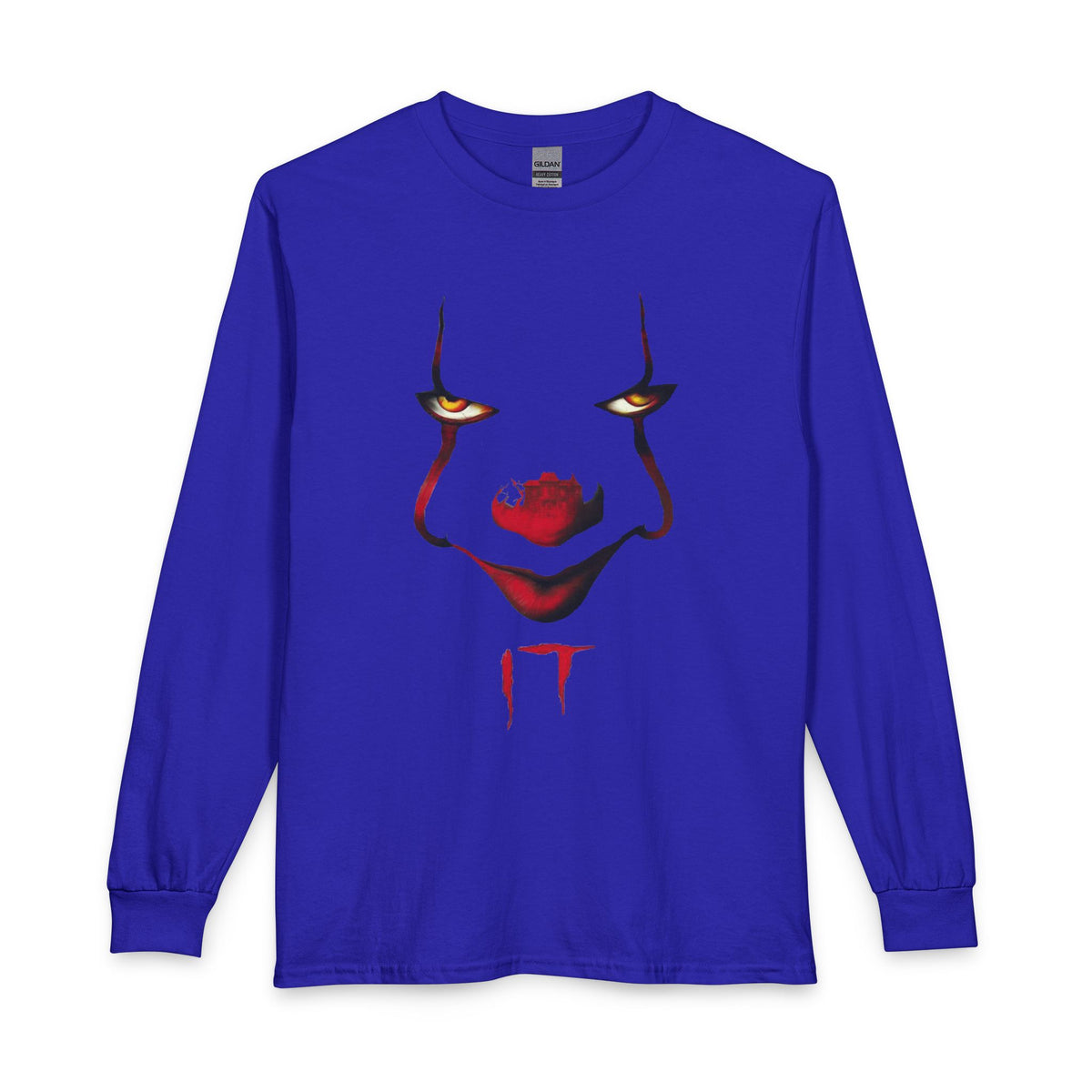 Horror Clown Face Long Sleeve Tee – 'IT' Pennywise Minimalist Graphic