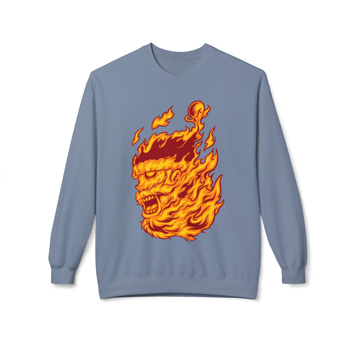 Flaming Santa Skull Redneck - I mean Crewneck Sweatshirt