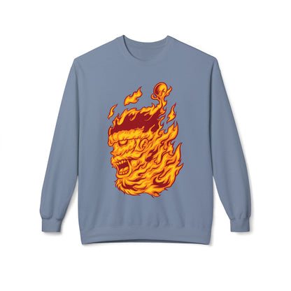 Flaming Santa Skull Redneck - I mean Crewneck Sweatshirt
