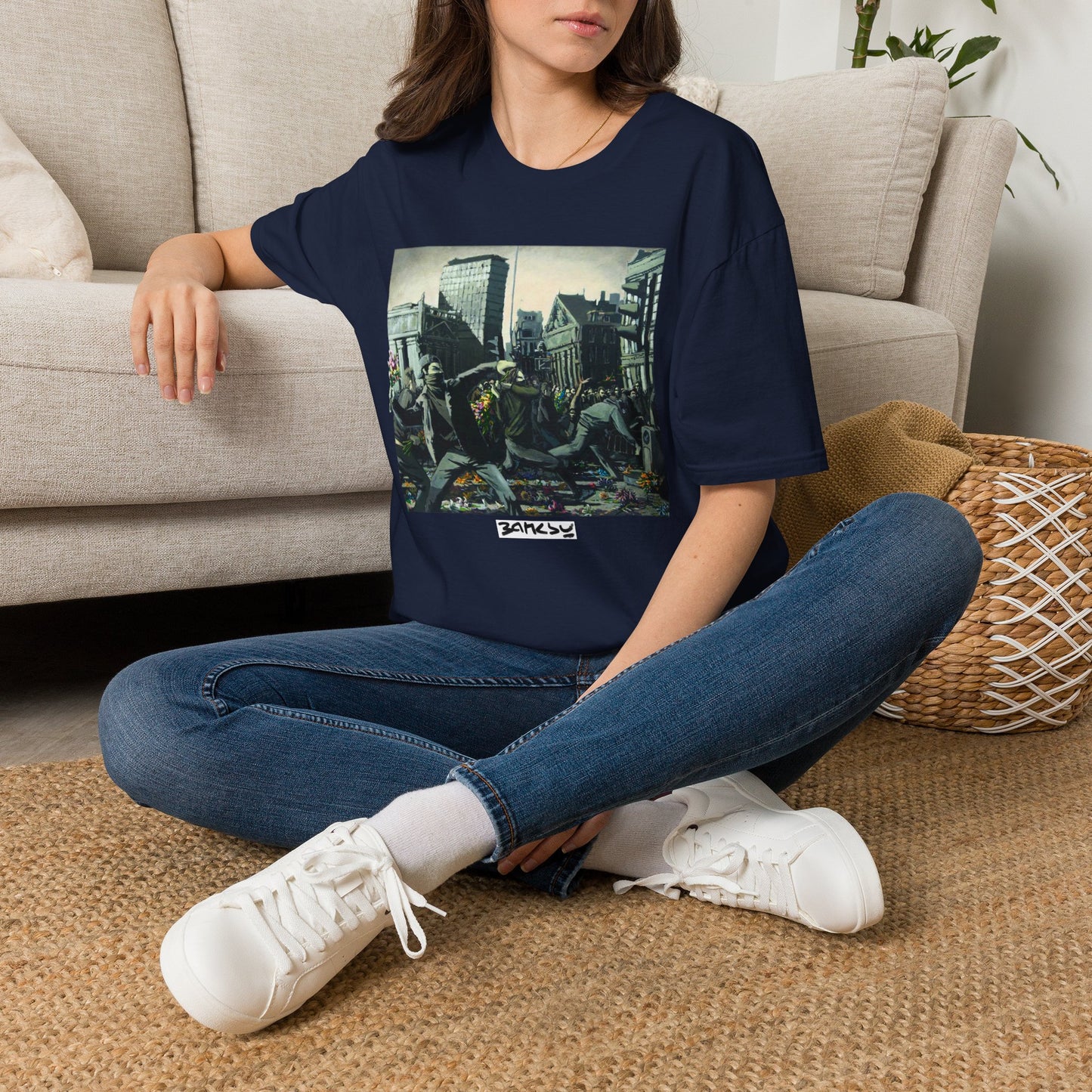 Banksy City Riot Graphic T-Shirt — Urban Protest Art Tee