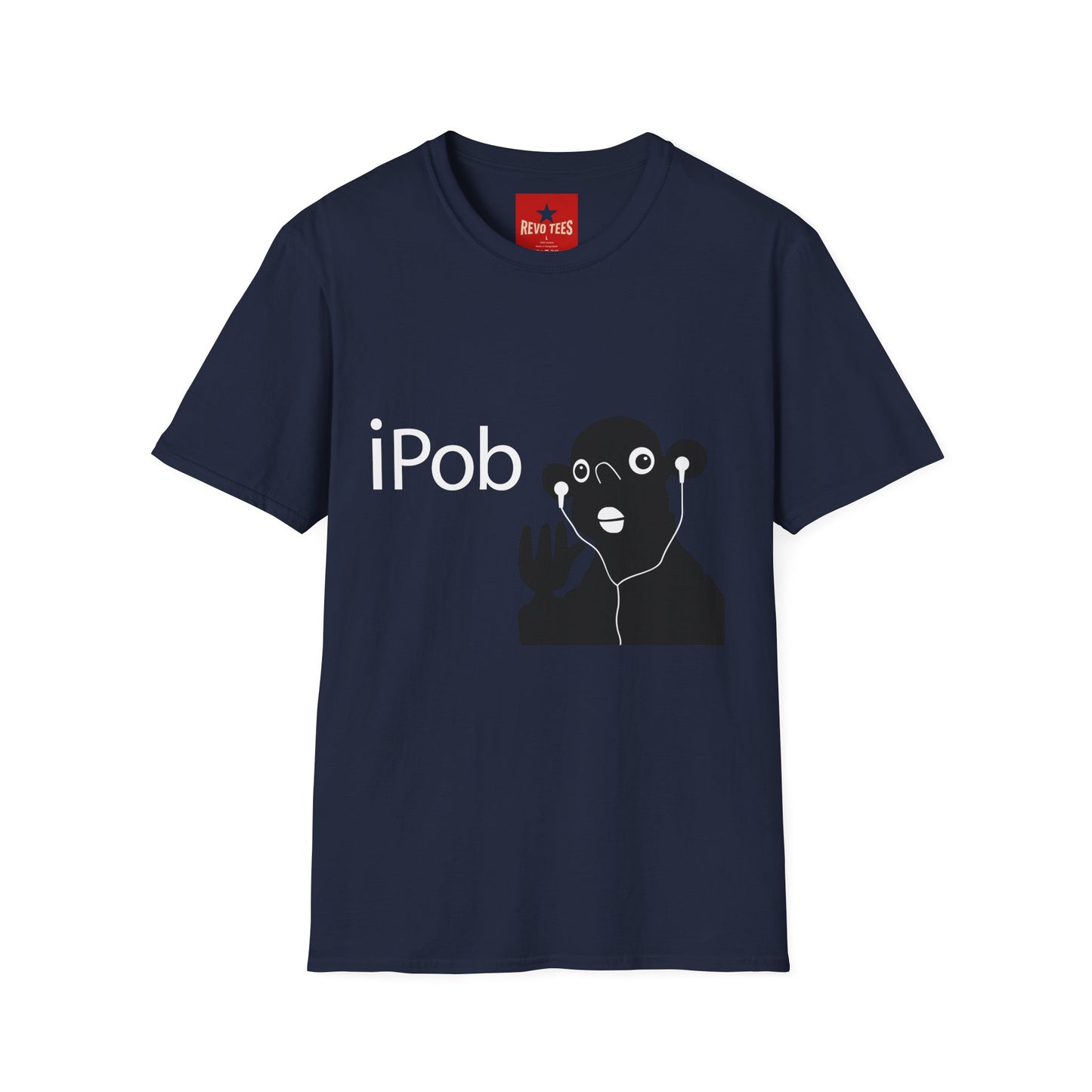 iPob Funny Graphic T-Shirt — Cute Earbud Face Tech Tee