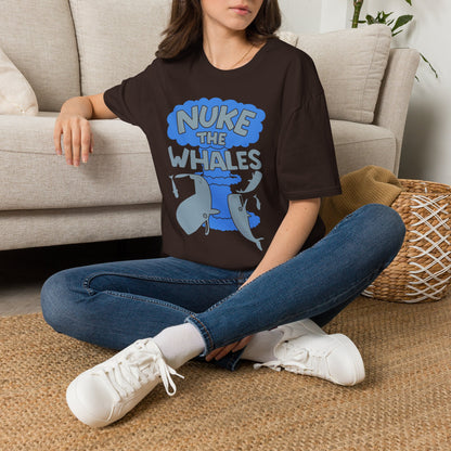 T-Shirt — 'Nuke the Whales' Satirical Graphic Tee (Funny Retro Ocean Design)