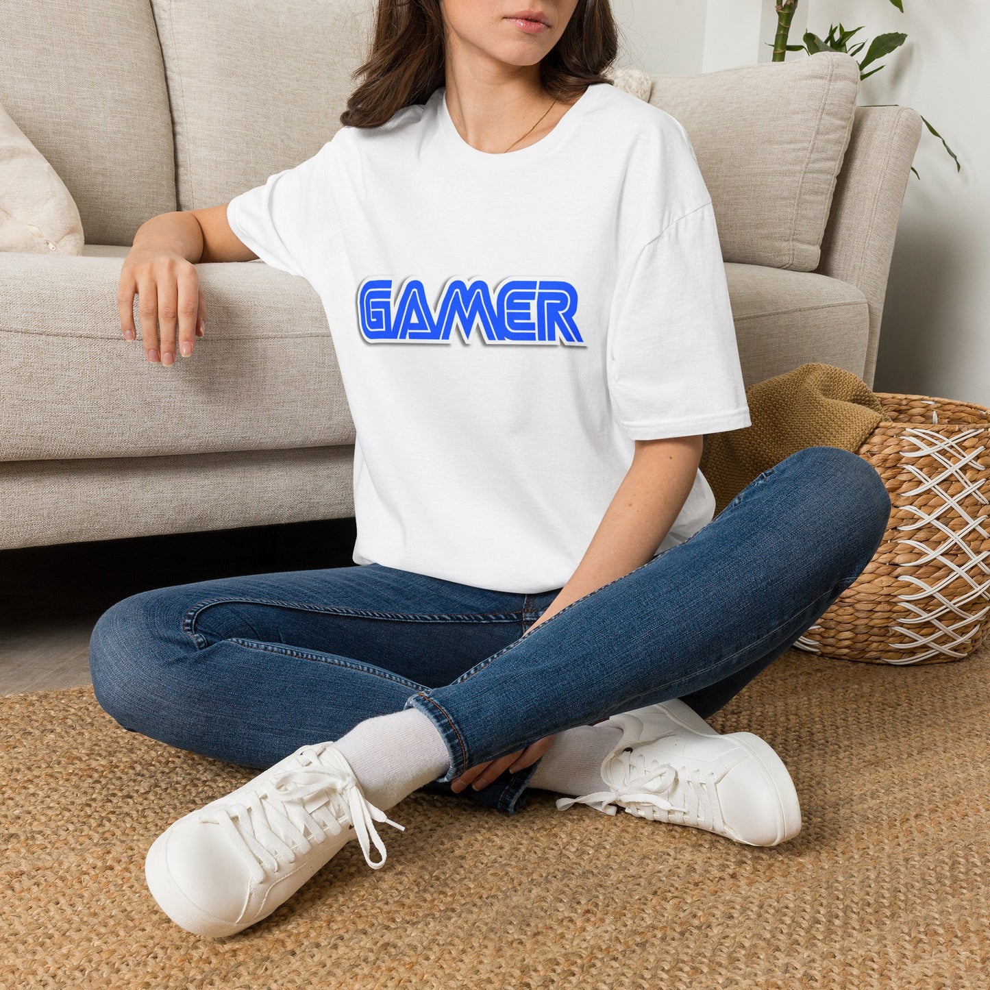 Gamer T-Shirt — Retro Blue Neon Arcade Tee