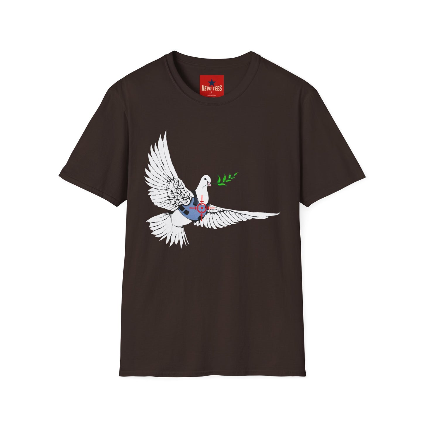 Banksy's Dove of Peace T‑Shirt — Flying Dove with Olive Branch & Earth Heart Graphic