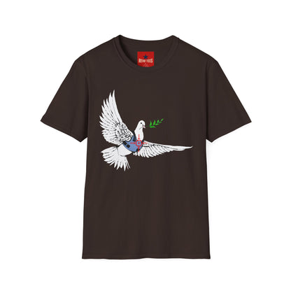 Banksy's Dove of Peace T‑Shirt — Flying Dove with Olive Branch & Earth Heart Graphic