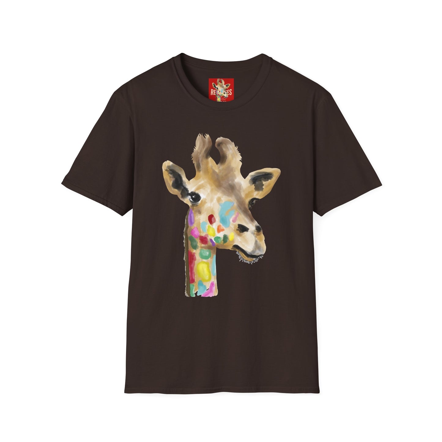 Giraffe Watercolor T‑Shirt — Colorful Painted Giraffe Tee