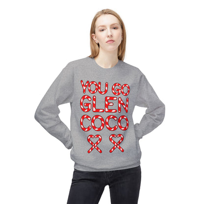 "You Go Glen Coco" Candy Cane Holiday Graphic Crewneck Sweatshirt