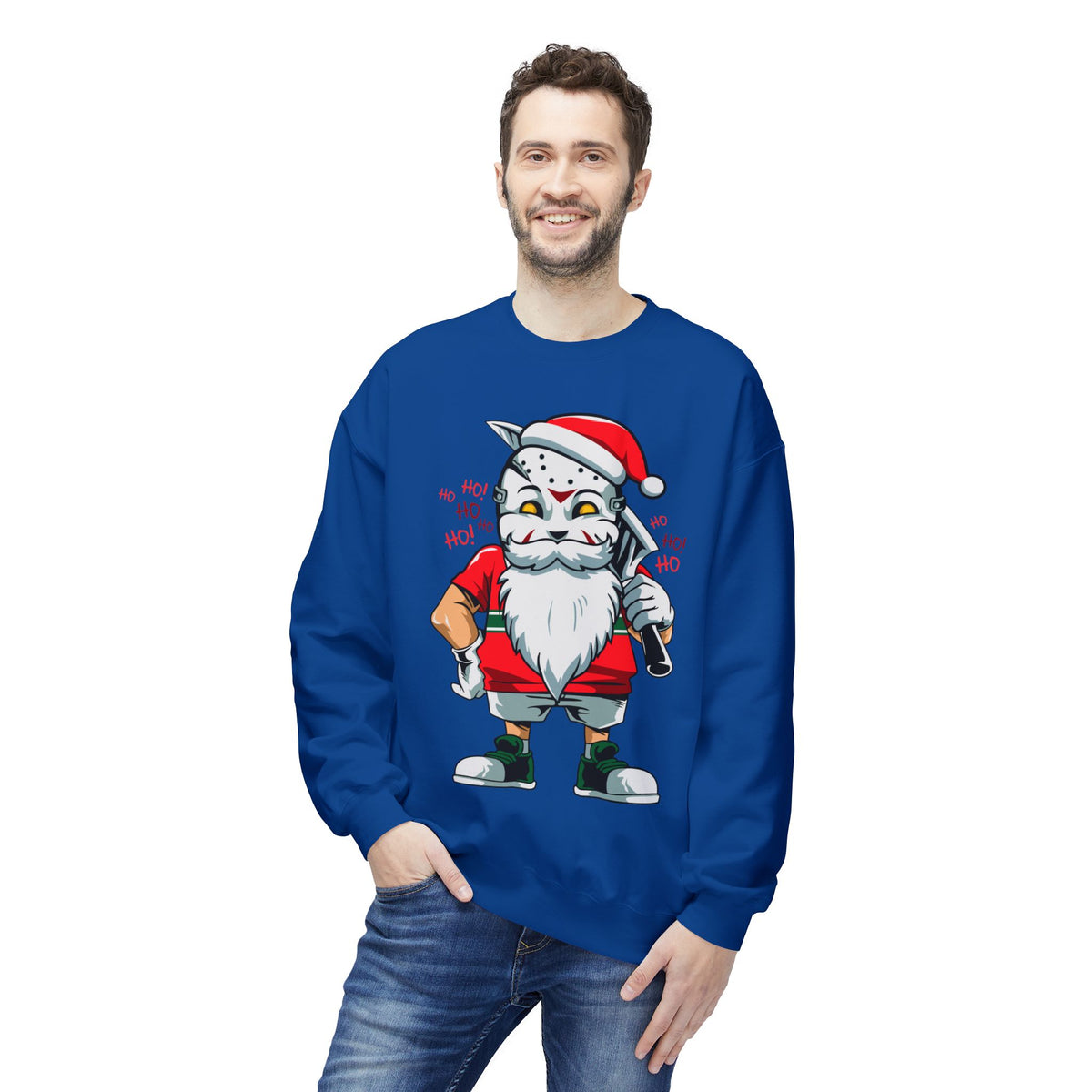 Santa Skull — Edgy Christmas Graphic Crewneck Sweatshirt