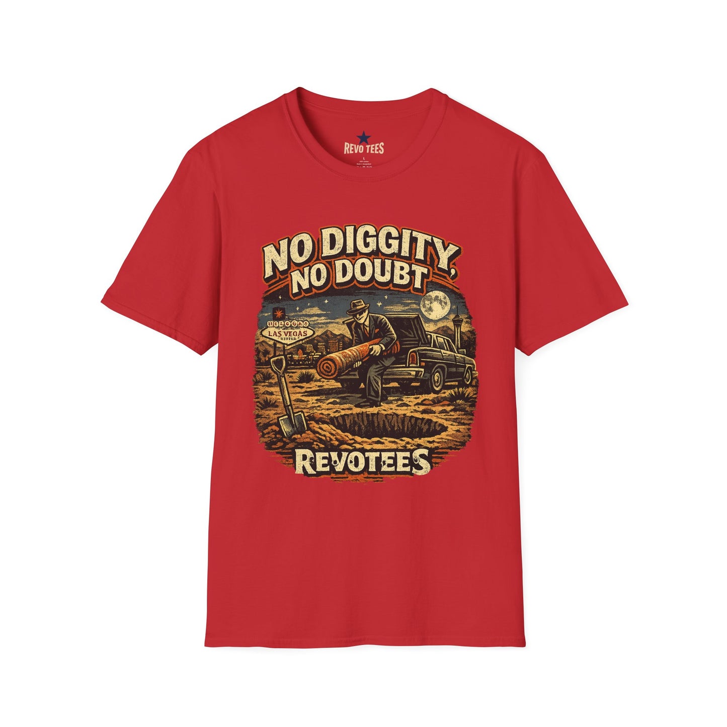 REVOTEES No Diggity No Doubt Retro Graphic Tee — Vintage Vegas Nightshirt Design