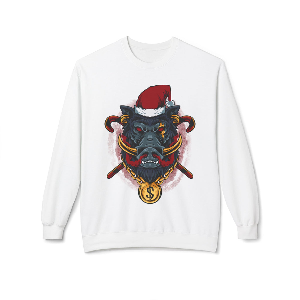 Boar Head Santa — Ugly Holiday Crewneck Sweater