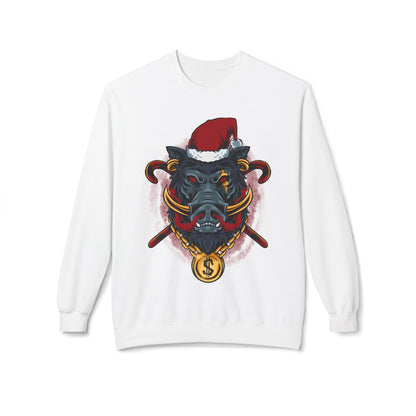 Boar Head Santa — Ugly Holiday Crewneck Sweater