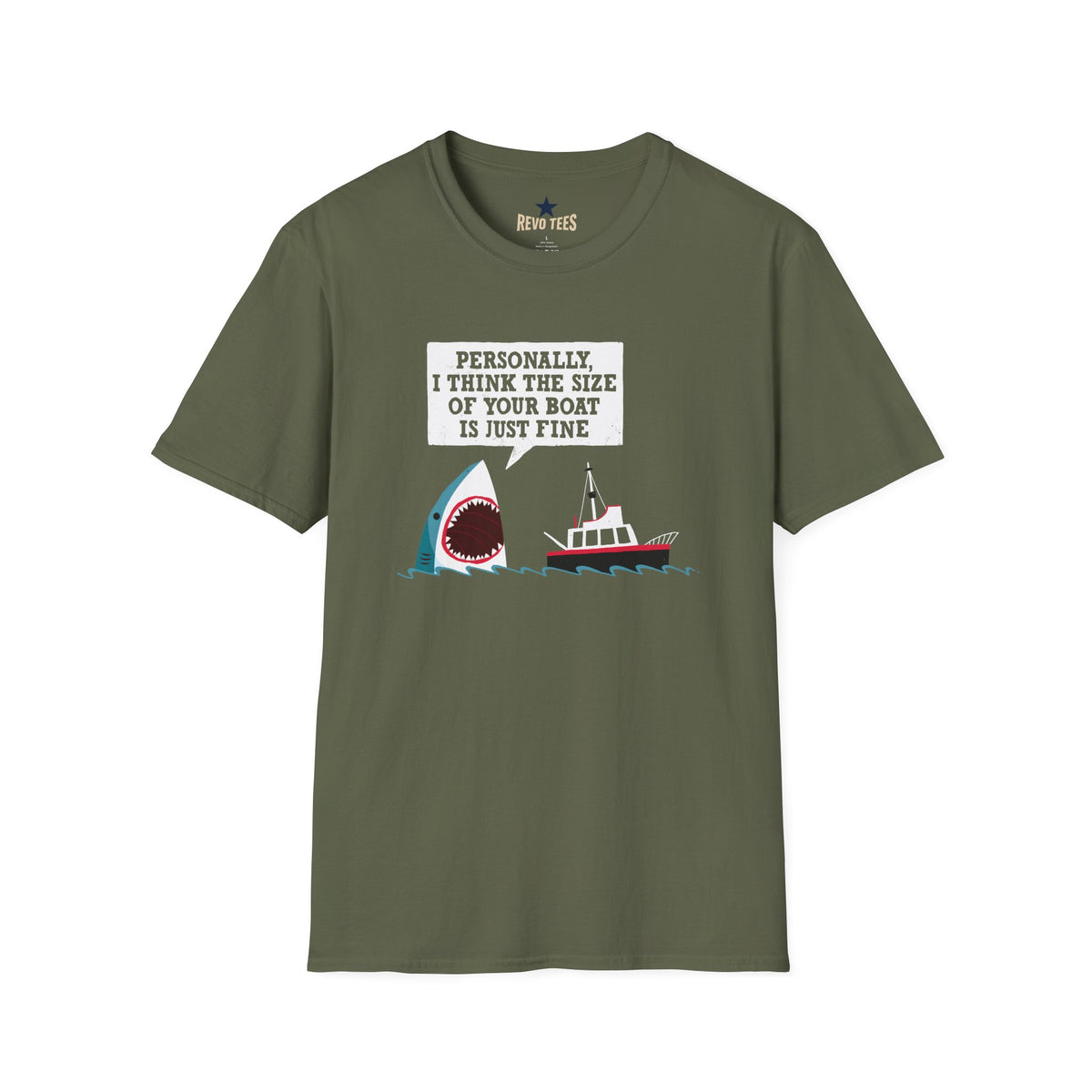 Revotees Shark Joke Personally I Think the Size of Your Boat Is Just Fine Graphic T-Shirt - alternate view 5