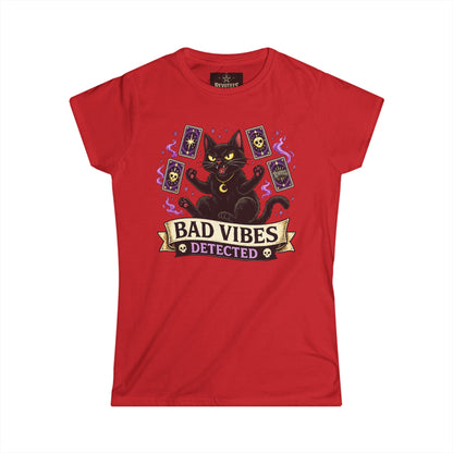 Revotees Bad Vibes Detected Cat Tarot Womens Witchy Graphic T-Shirt - alternate view 9