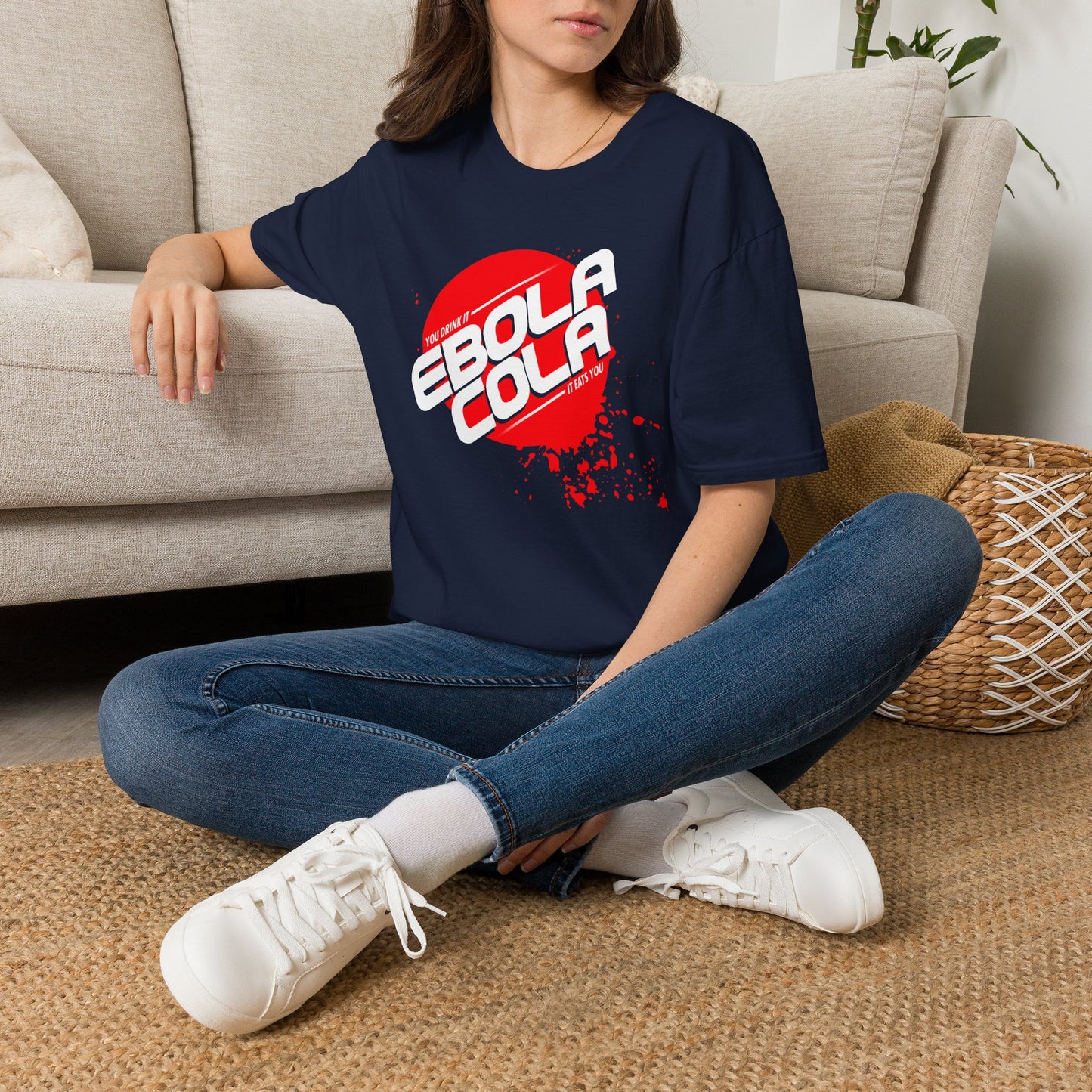 Ebola Cola Graphic T-Shirt – Retro Logo & Distressed Splash Design