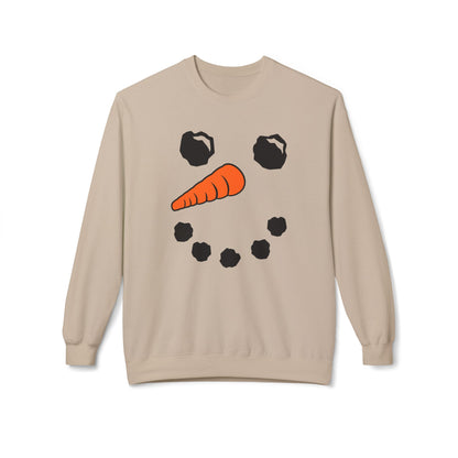 Snowman Face Crewneck Sweatshirt — Cute Winter Holiday Pullover