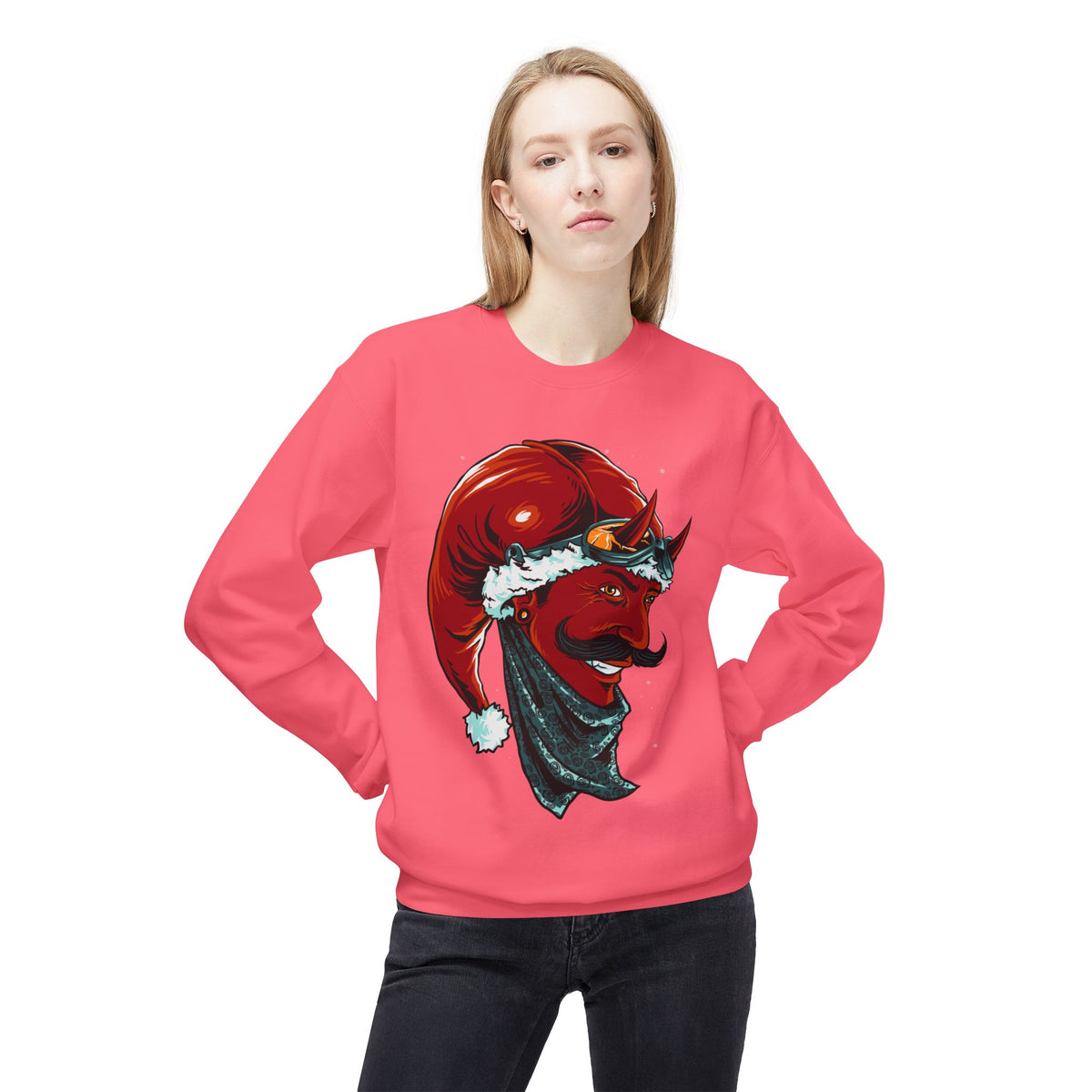 Devil Santa — Vintage Holiday Demon Graphic Crewneck Sweatshirt