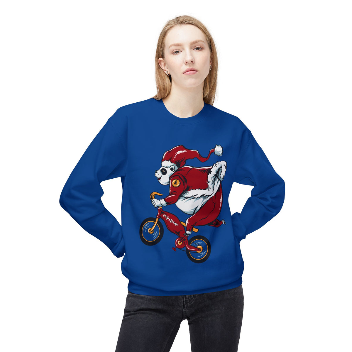 Santa Bear BMX Sweatshirt — Funny Christmas Cycling Holiday Crewneck