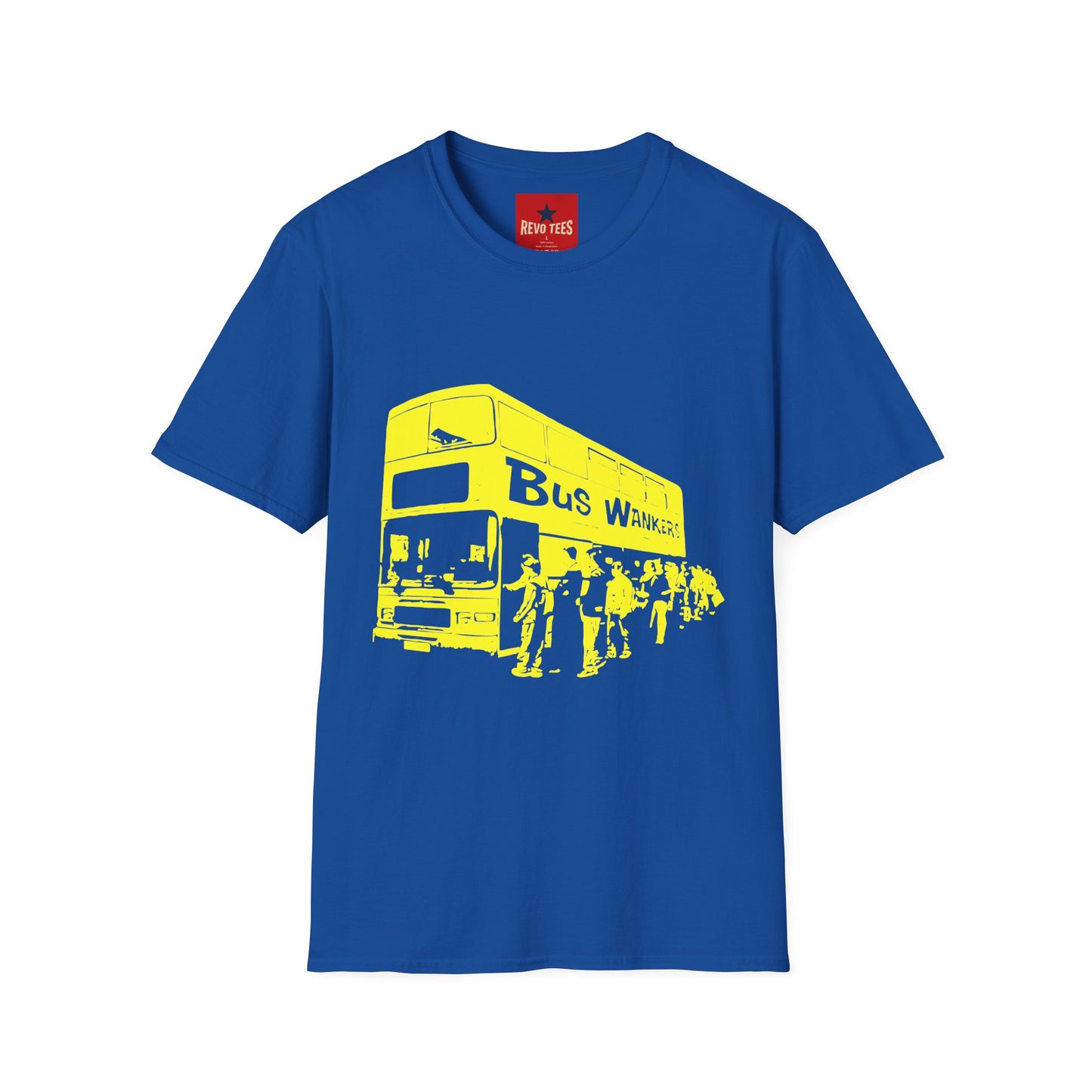 Bus Wankers Graphic T-Shirt — Retro Yellow Double-Decker Design