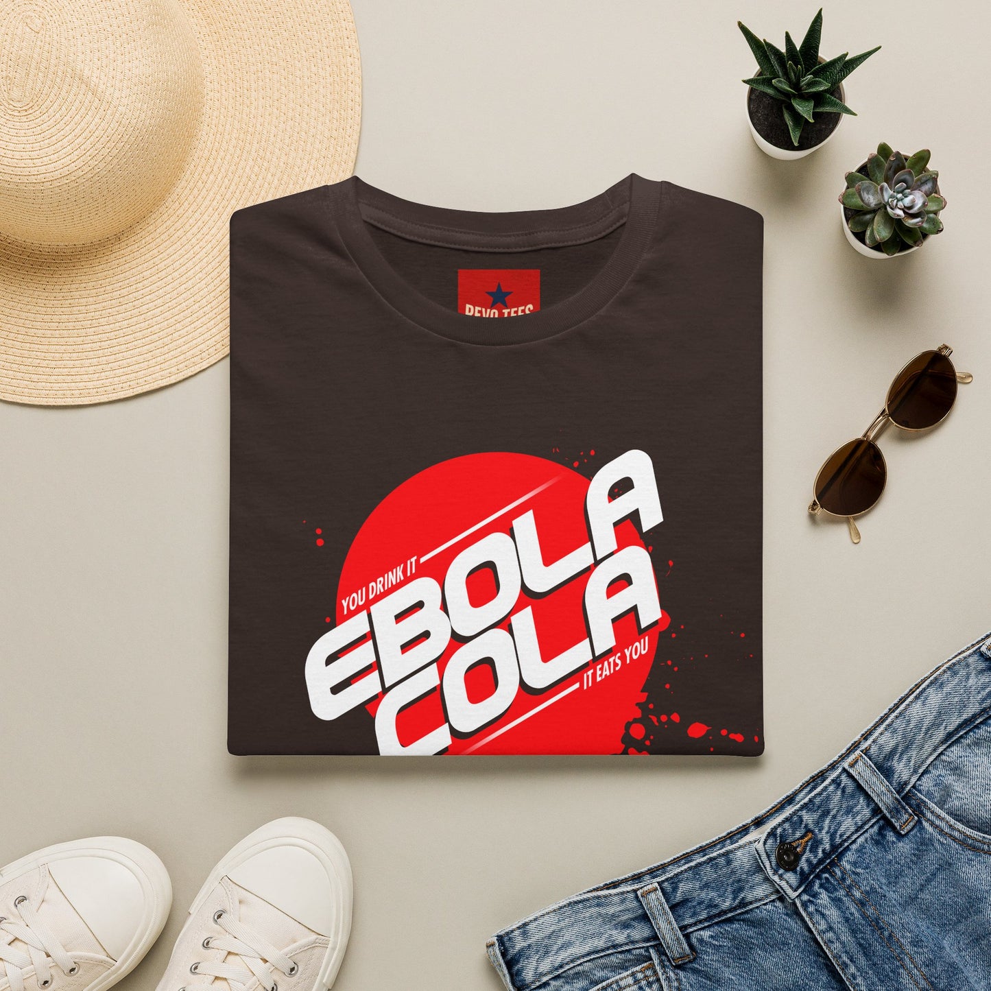 Ebola Cola Graphic T-Shirt – Retro Logo & Distressed Splash Design