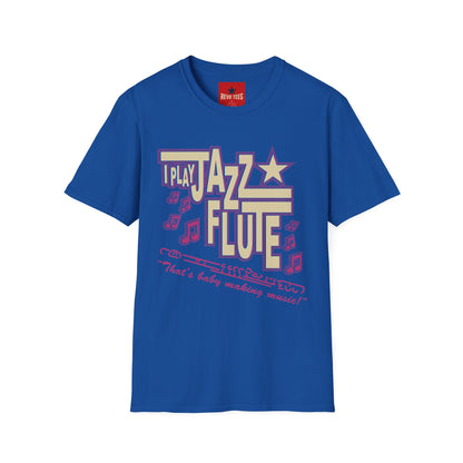 Jazz Flute Graphic Tee — Retro Musical Notes Shirt for Players & Fans