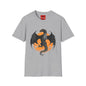 Dragon Moon T-Shirt — Black Dragon Silhouette with Orange Moon