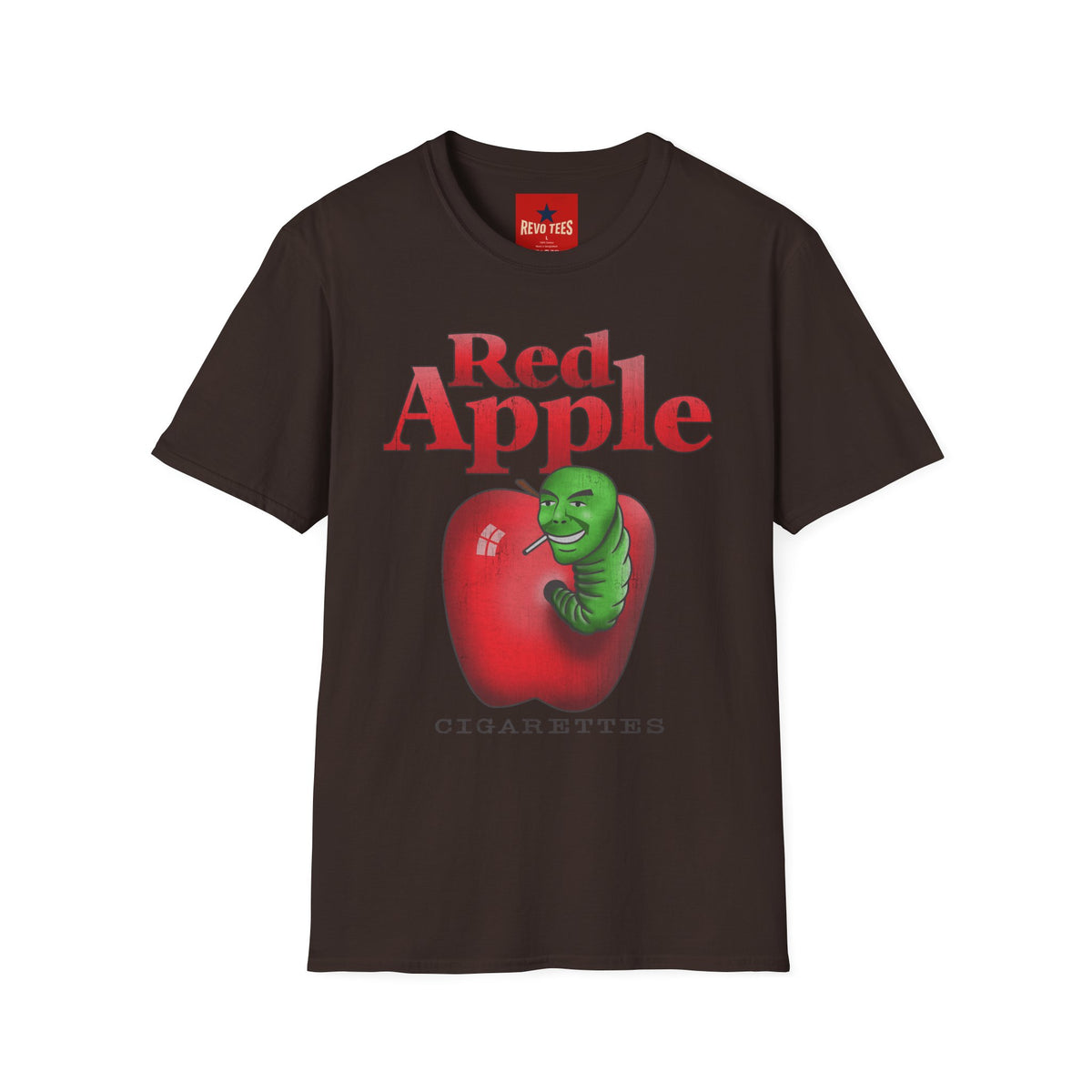 Revotees Red Apple Graphic Vintage Worm Illustration Red Apple T-Shirt - alternate view 4