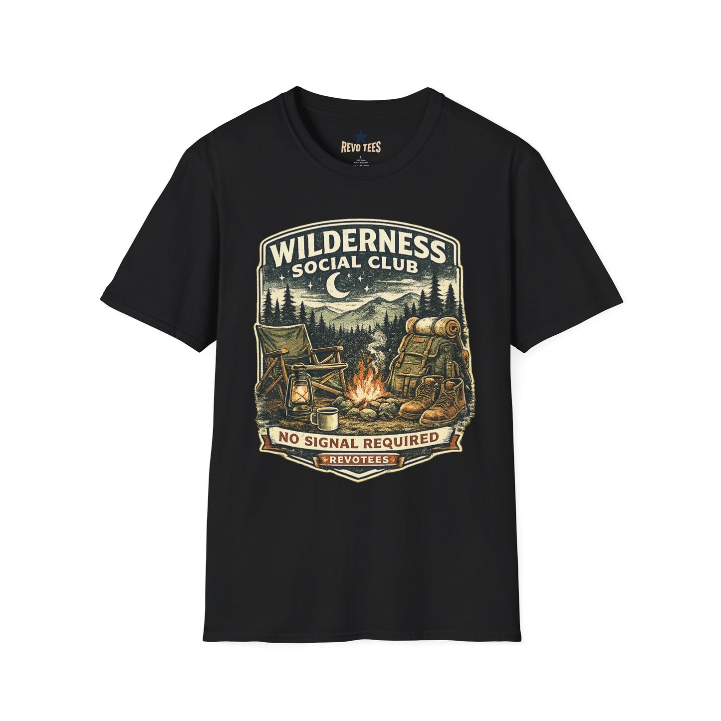 REVOTEES Wilderness Social Club T-Shirt — Vintage Camping Adventure Graphic