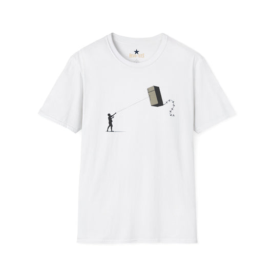 Revotees Banksy Style Kite Refrigerator Street Art T-Shirt