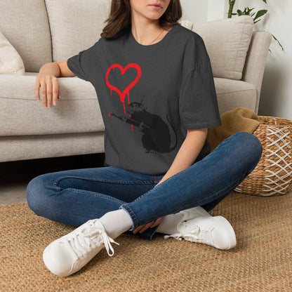 Banksy-Inspired Rat Stencil T-Shirt — Dripping Heart Street Art Tee