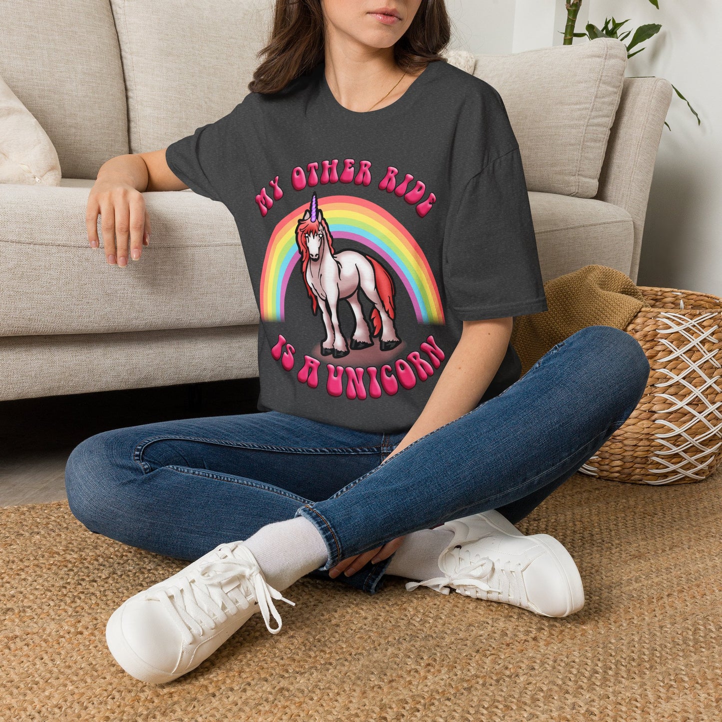Unicorn Rainbow T‑Shirt — “My Other Ride Is A Unicorn” Retro Graphic Tee
