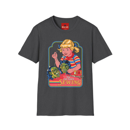 Retro Sewing Girl T‑Shirt — Vintage Crafting Graphic Tee