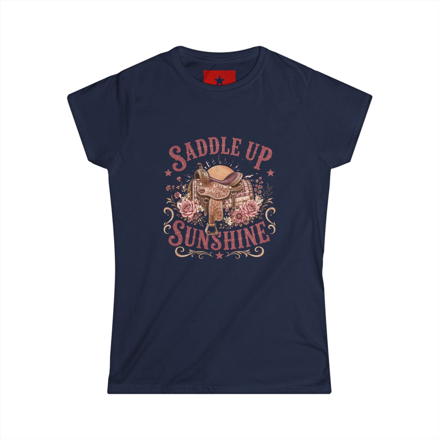 Saddle Up Sunshine Women's Tee — Cowgirl Saddle Graphic Tee
