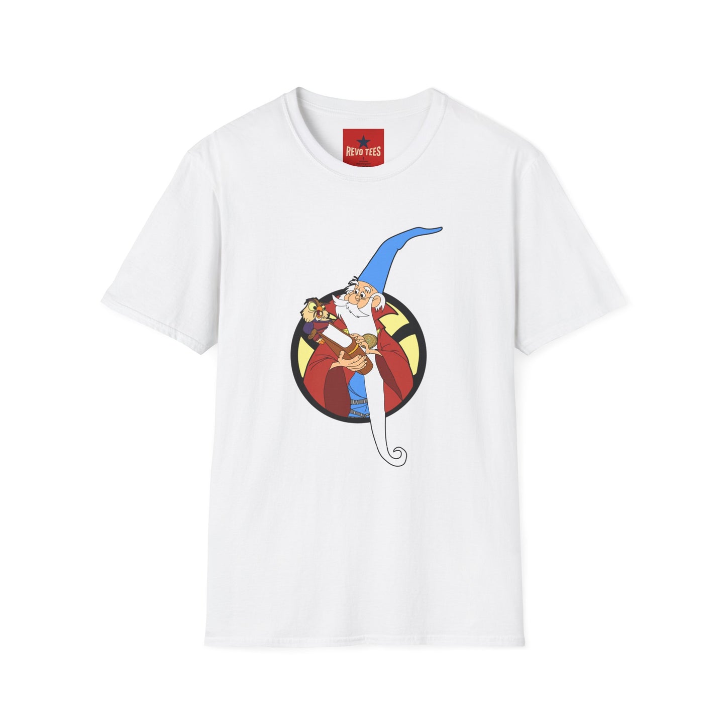 Wizard Illustration T-Shirt — Vintage Blue-Hat Wizard Graphic Tee