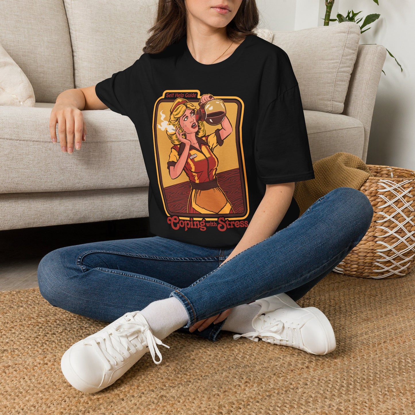 Coping with Stress Retro Coffee Tee — "Self Help Guide" Graphic T-Shirt