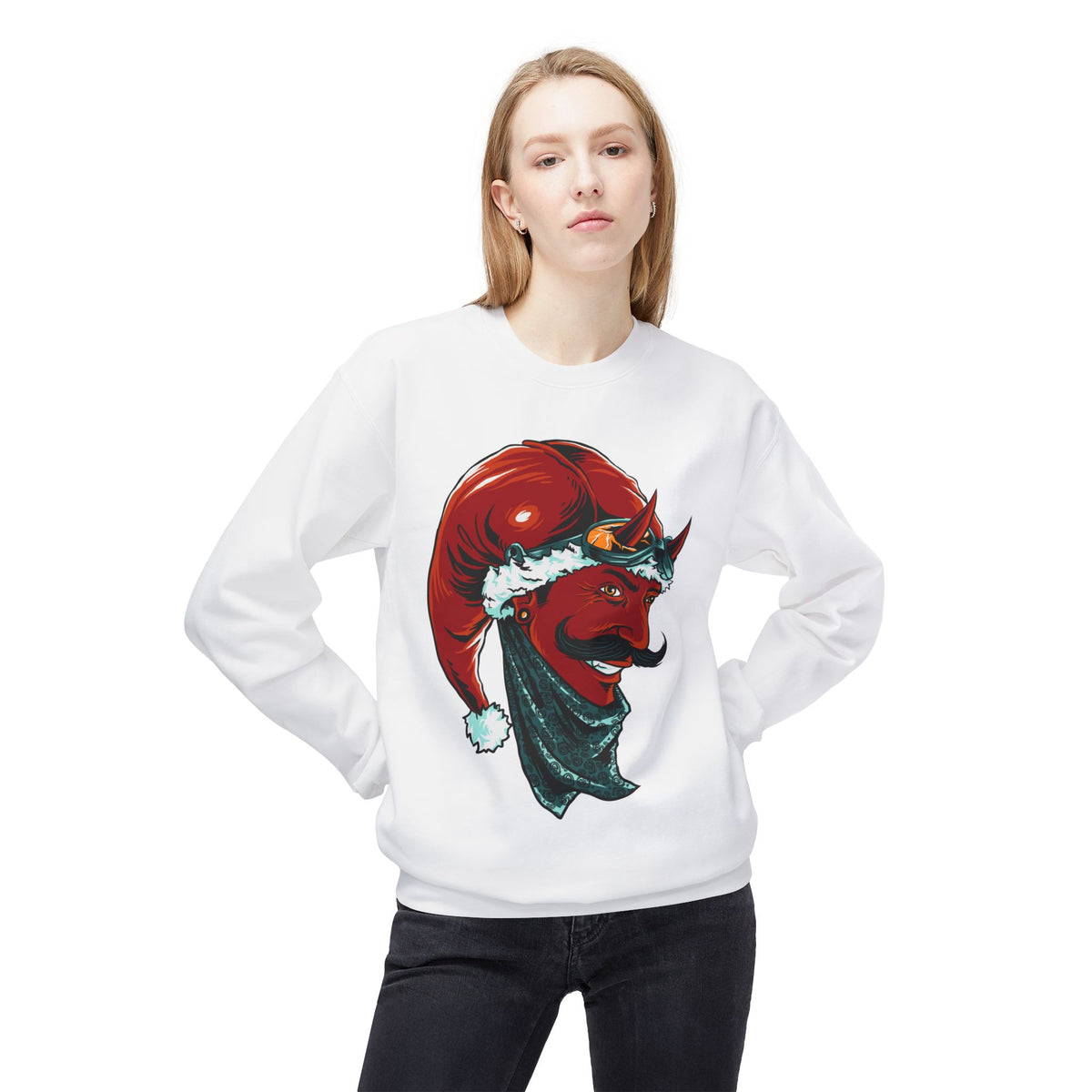 Devil Santa — Vintage Holiday Demon Graphic Crewneck Sweatshirt
