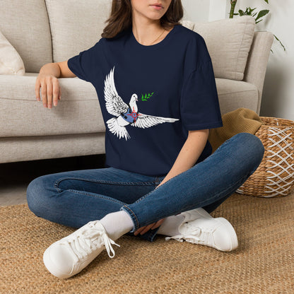 Banksy's Dove of Peace T‑Shirt — Flying Dove with Olive Branch & Earth Heart Graphic