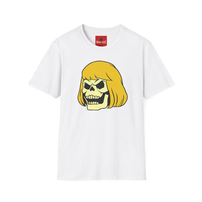 Skull with Blonde Bob T-Shirt — Retro Horror Cartoon Tee