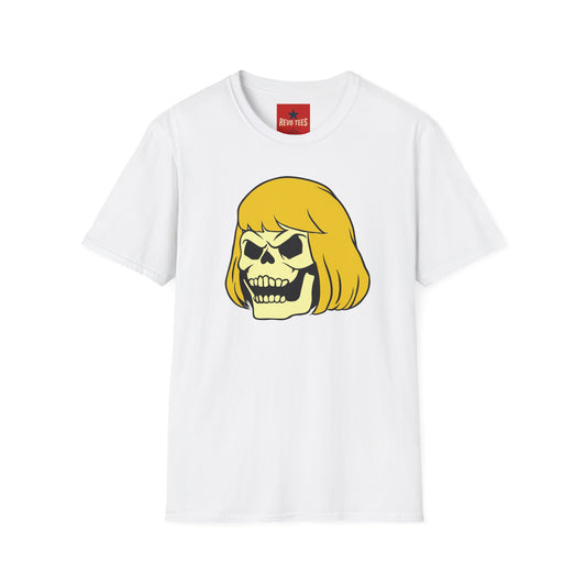 Skull with Blonde Bob T-Shirt — Retro Horror Cartoon Tee