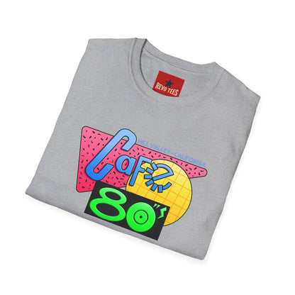 Retro 80s Cafe T-Shirt — Vintage Memphis-Style Neon Graphic Tee