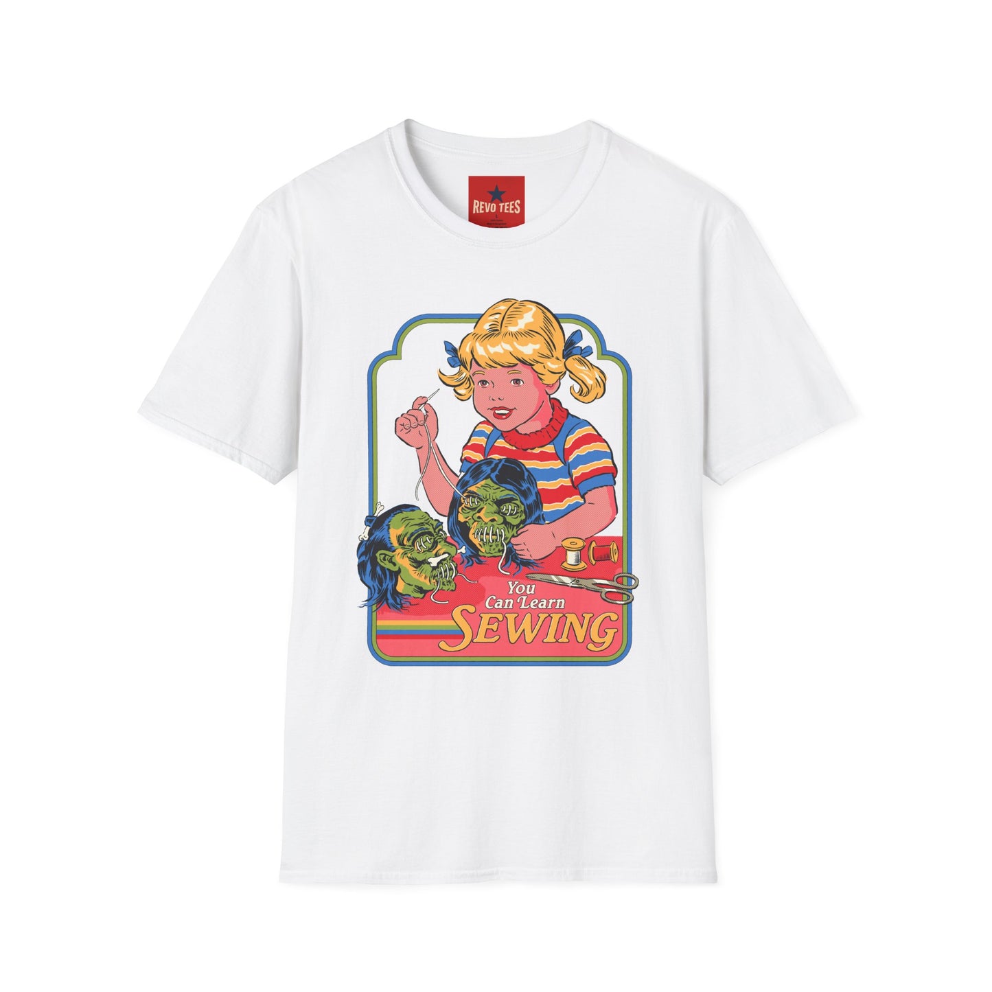 Retro Sewing Girl T‑Shirt — Vintage Crafting Graphic Tee