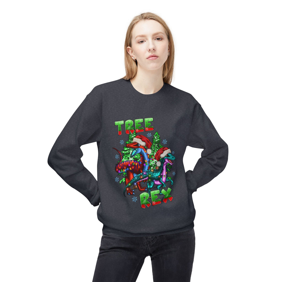 Tree Rex Christmas — Festive Dinosaur Holiday CrewneckSweatshirt