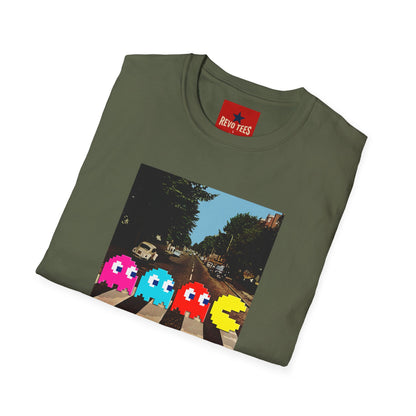 Pac‑City Arcade T‑Shirt — Retro Pixel Ghosts Crossing Graphic Tee
