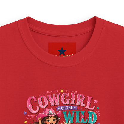 Kids Tee — "Cowgirl at Heart" Colorful Western Graphic (Cowgirl & Wild Print)